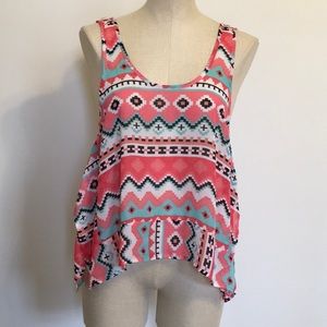 Chris&Carol Coral Sidetale Tribal Print Tank Sz S
